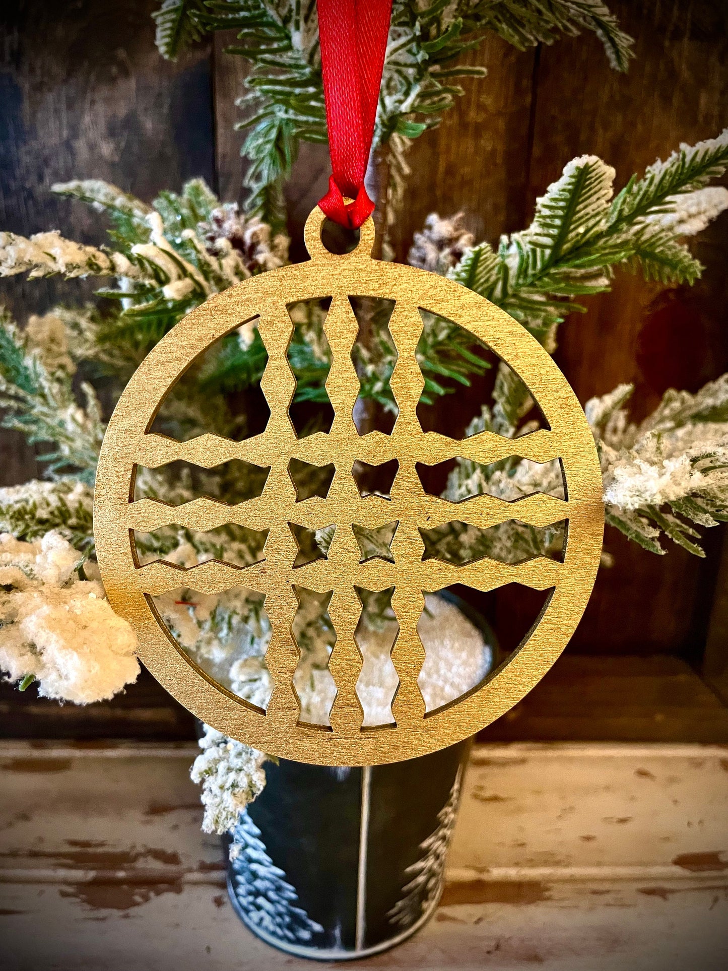 Art Deco Geometry Wood Christmas Ornament | Multiple Finishes | Boho Holiday Gift | Version D