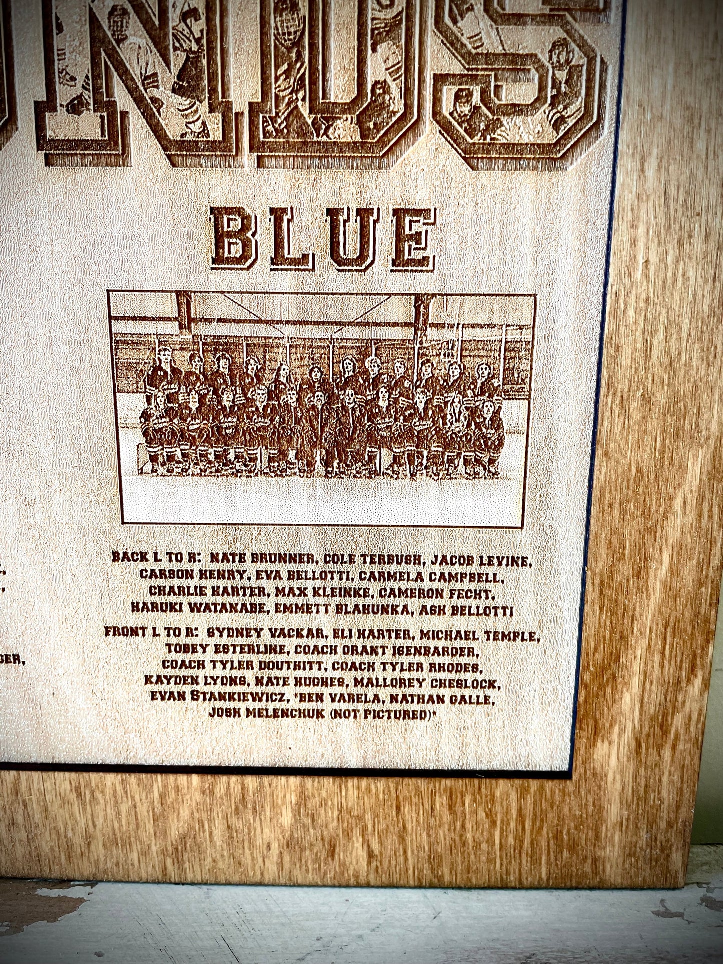 Sports Team Photo Engraved on Wood | Framed with Optional Easel | Individual or Group