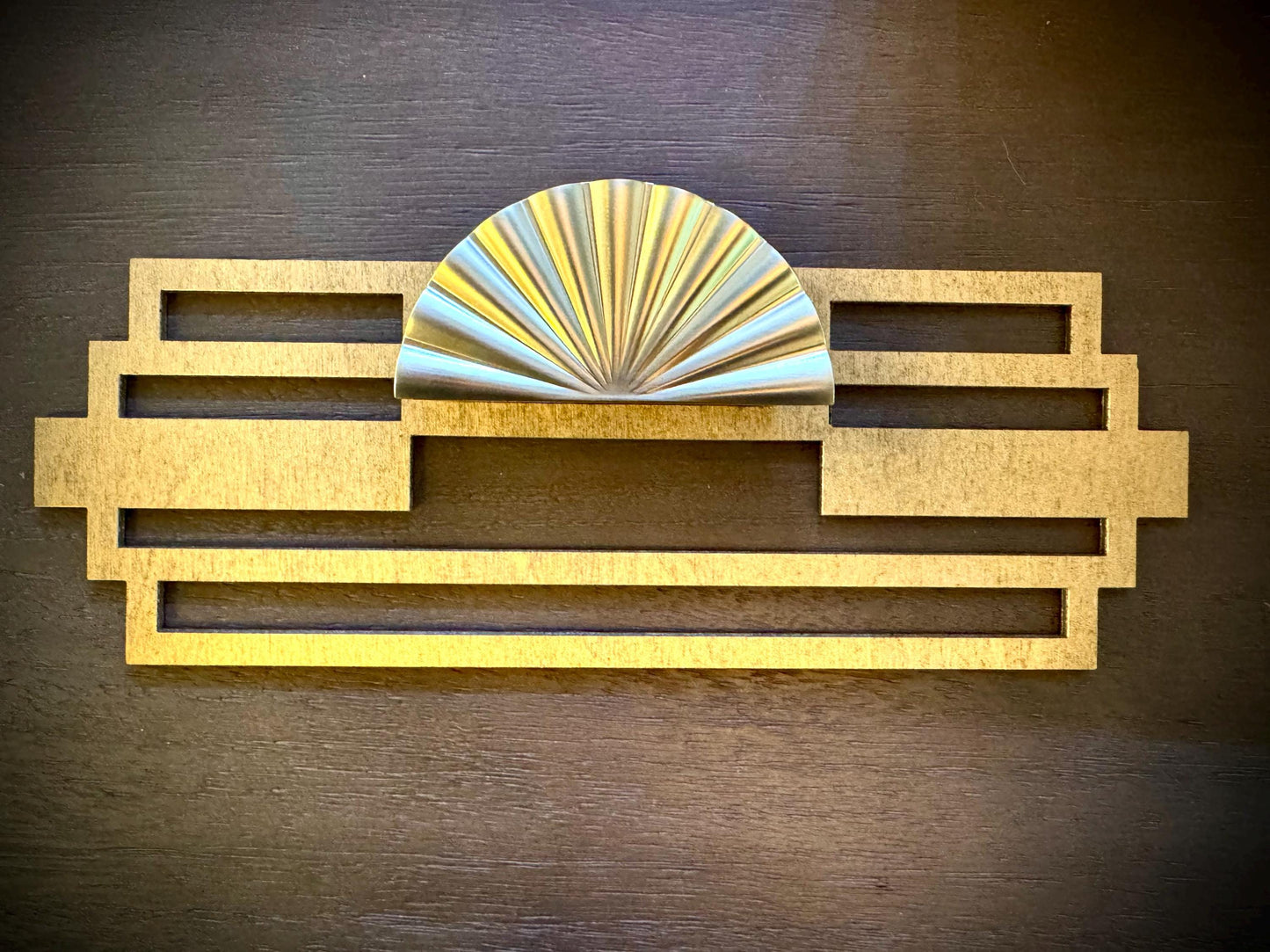 Boho Modern Art Deco Art Deco wood drawer knob or pull accent available in 15 finishes.  2 pieces. Set A-Offset Rectangle