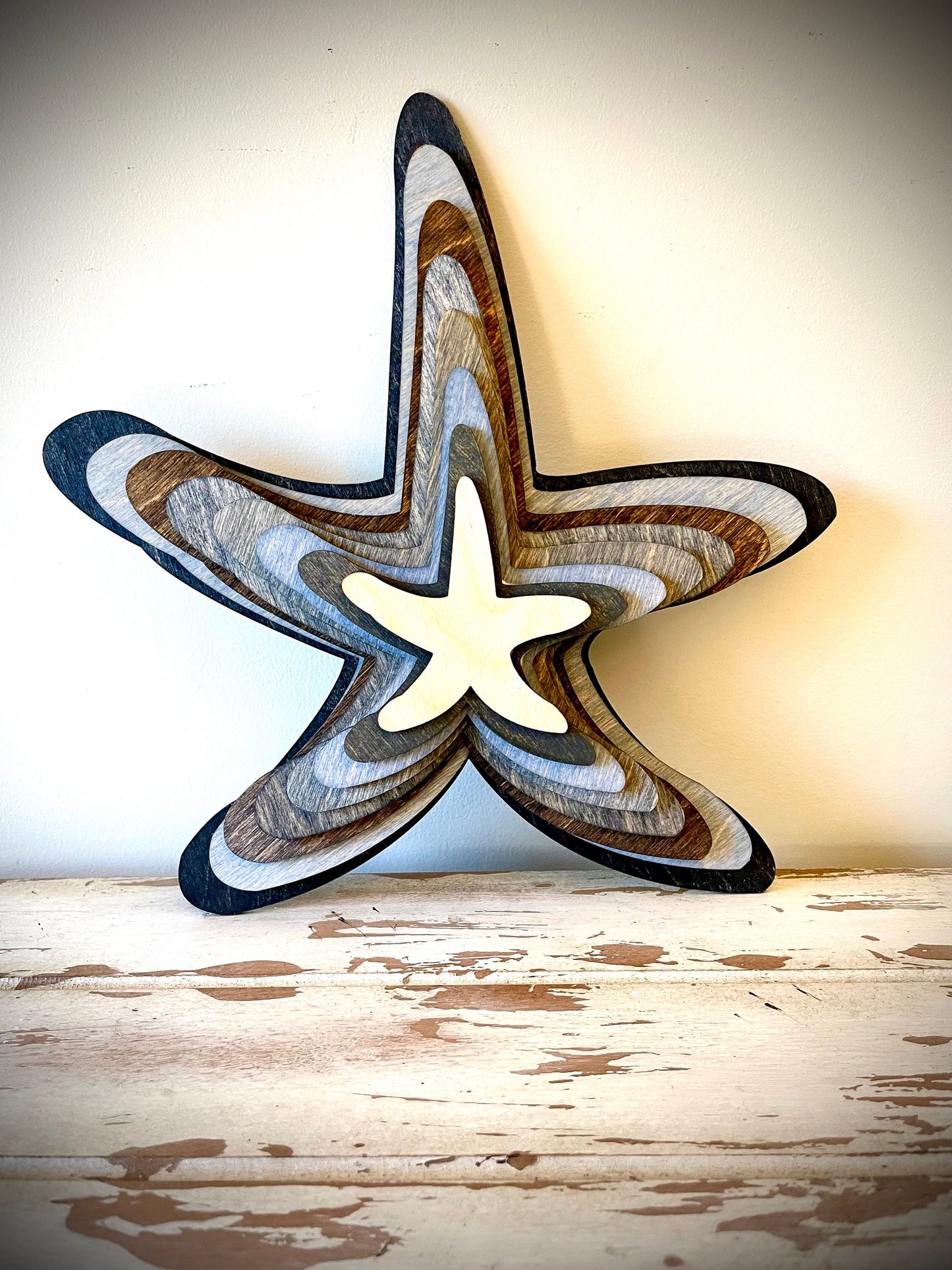 Stacked Starfish 3D Wood Table & Wall Art | Multi-Color