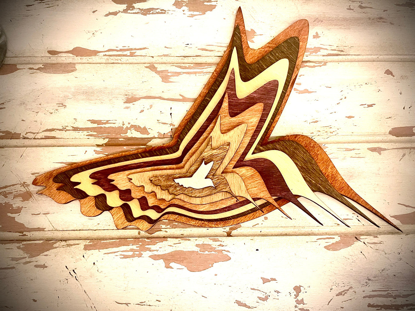Stacked Hummingbird 3D Wood Table & Wall Art | Multi-Color | Bird Lover Gift