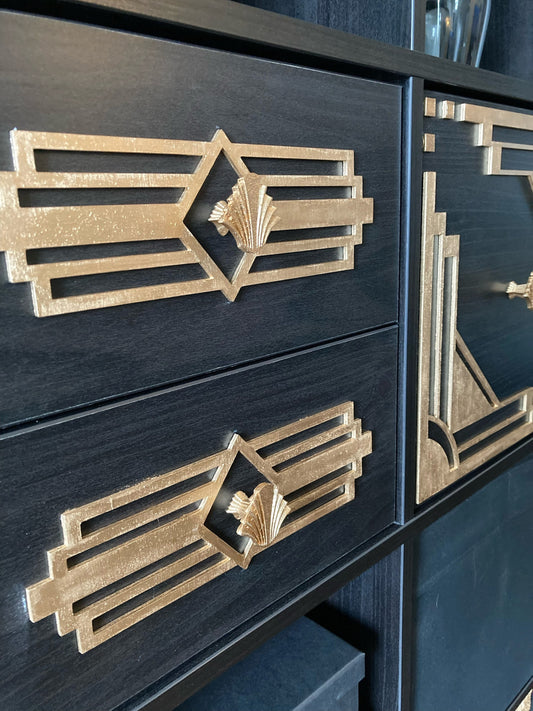 Boho Modern Art Deco Art Deco wood drawer knob or pull accent available in 15 finishes.  2 pieces. Set A-Diamond