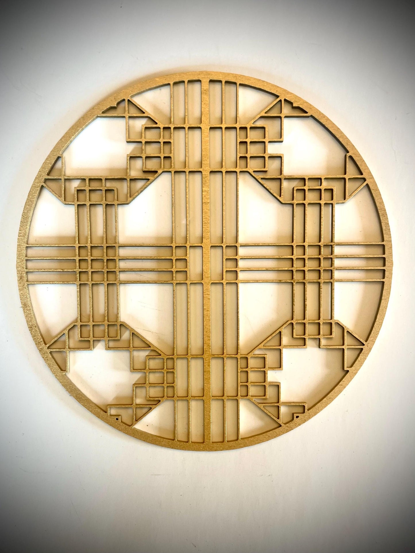 Boho Modern Art Deco Chinese Symbols Wood Wall Art | 4-Panel Circles | Multiple Sizes & Finishes