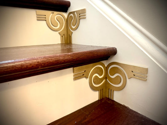 Modern Decorative Wood Staircase Corner Accents | Set of 4 | Multiple Finishes | Style A