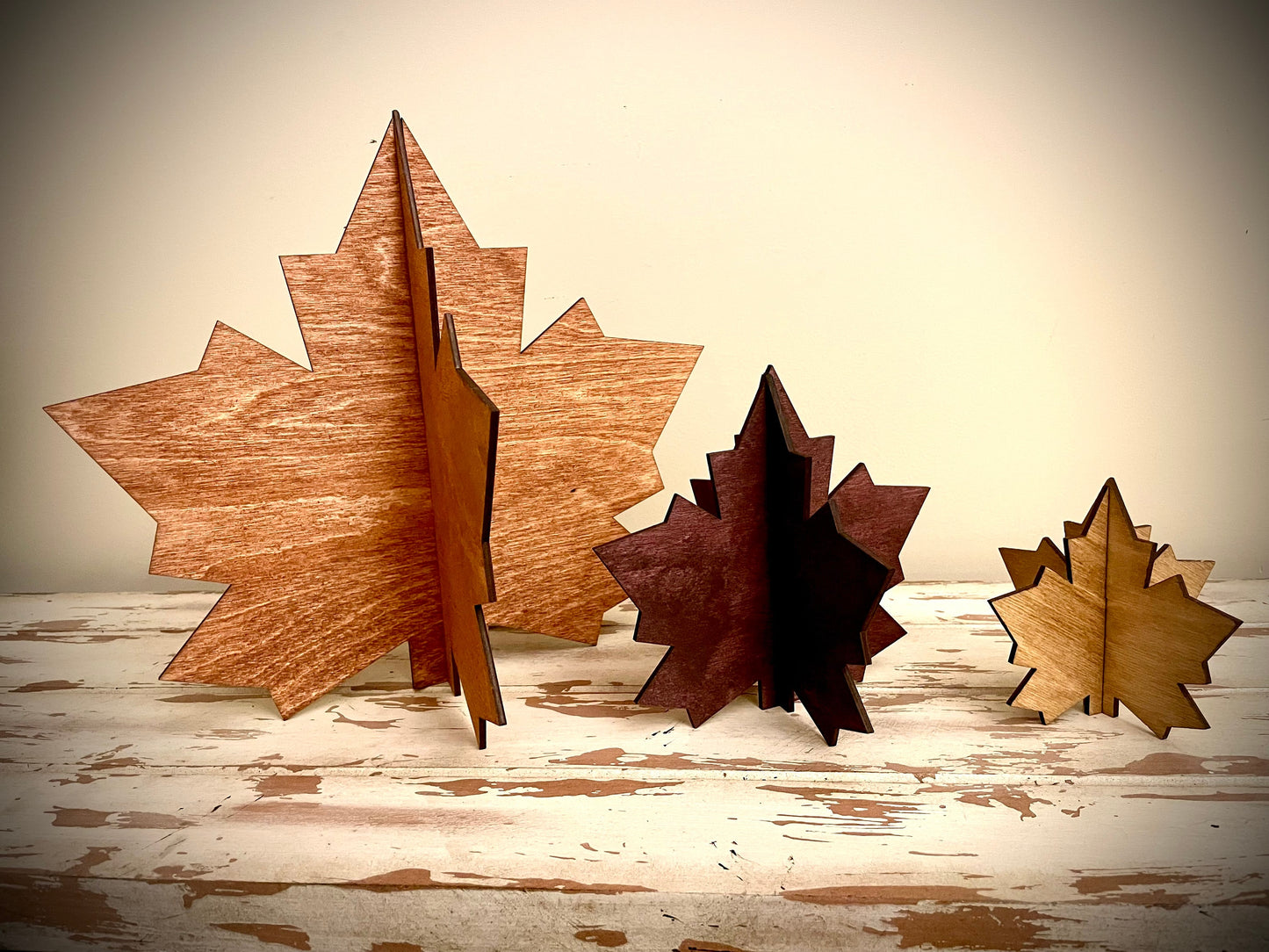 3D Maple Leaf Wood Tabletop Decor | Wedding Centerpiece | 3 Sizes, 12 Finishes