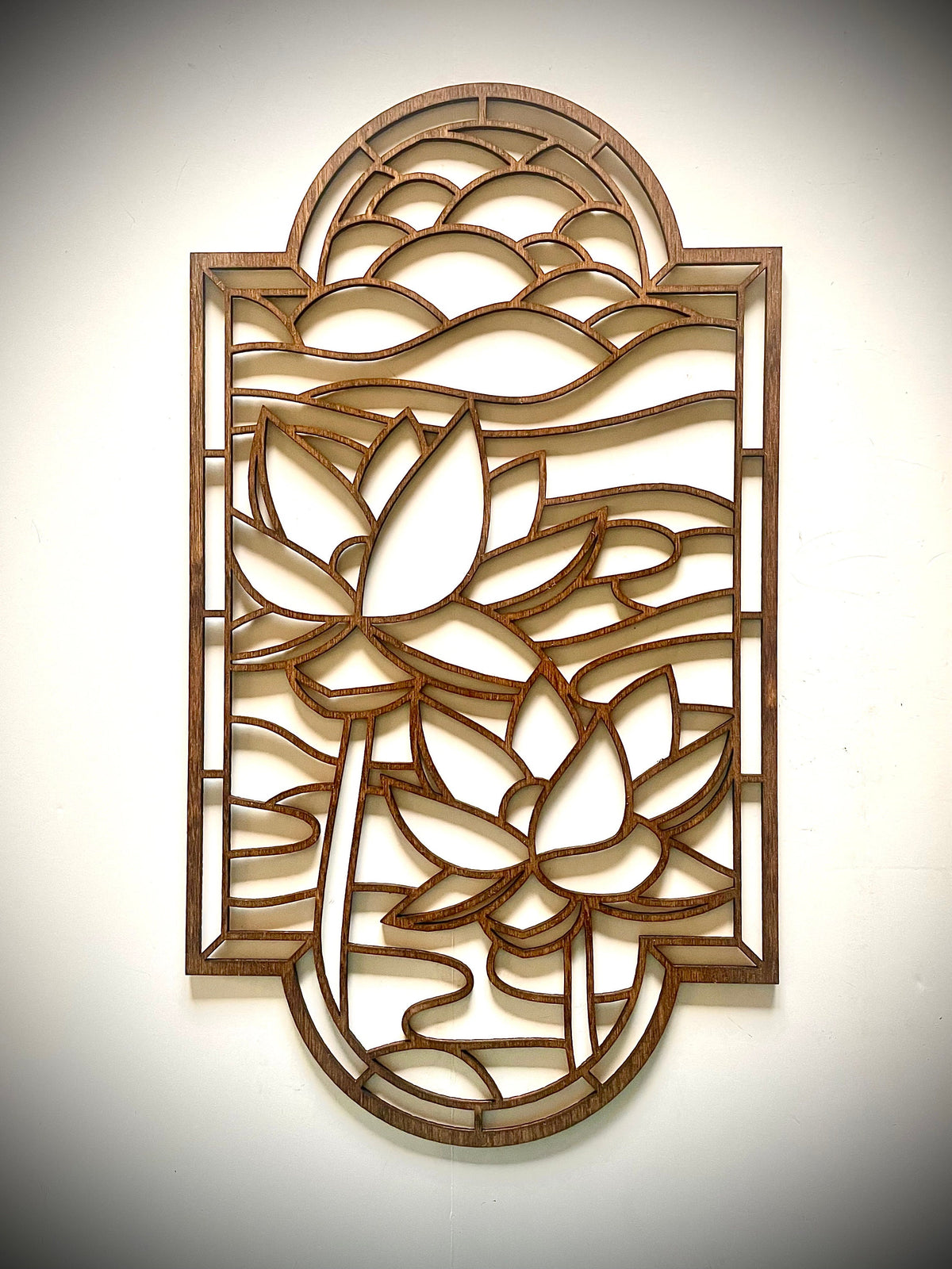 Flower Stained Glass Style Wood Wall Art | 3-Panel Set | Multiple Finishes