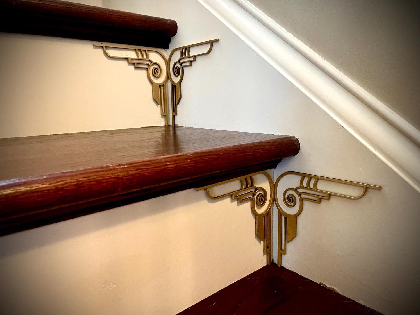 Art Deco art deco staircase corner accents / embellishments (set of 4) available in multiple finishes- style W