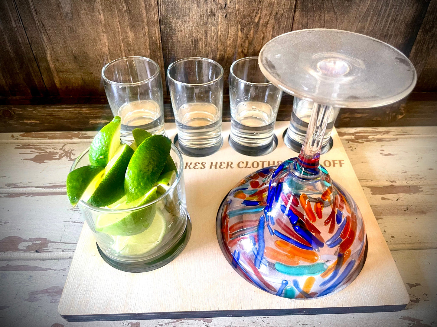 Custom Engraved Tequila Shot & Margarita Board with Salt Well | Wedding & Vacation Home Gift