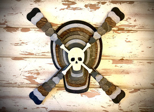 Stacked Skull & Crossbones 3D Wood Table & Wall Art | Multi-Color