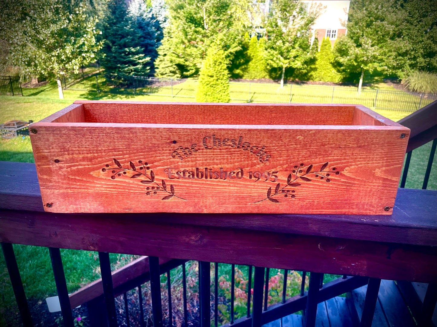 Rustic Wood Flower & Planter Box | Custom Engraving | 2 Sizes | 13 Finishes