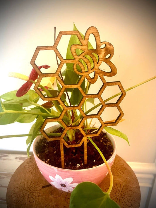 Boho Indoor Plant Trellis | Honeybee & Honeycomb | Multiple Sizes & Finishes | Style E
