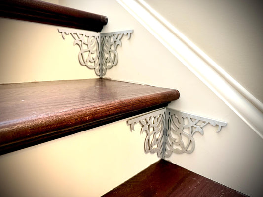 Art Nouveau Wood Staircase Corner Accents | Set of 4 | Multiple Finishes | Style E