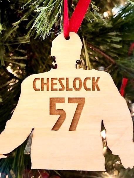 Hockey Player Personalized Wood Ornament & Gift Tag | Jersey Name & Number | Hockey Gift | Coach Gift