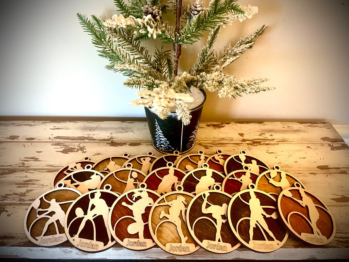 Tennis Player Personalized 2-Layer Wood Christmas Ornament & Gift Tag | Multiple Finishes | Tennis Gift (#9)