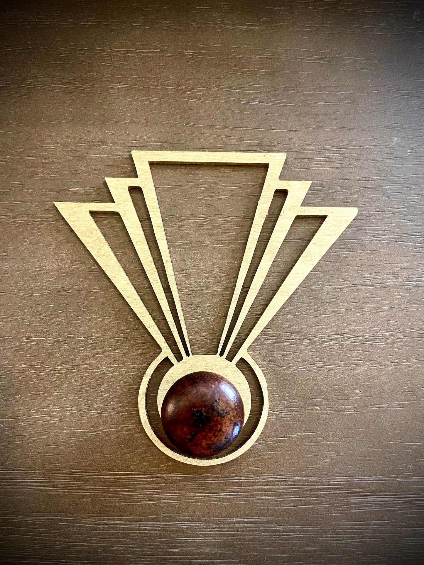 Boho Modern Art Deco Art Deco wood drawer knob or pull accent available in natural or 14 other finishes.  2 pieces. Set R