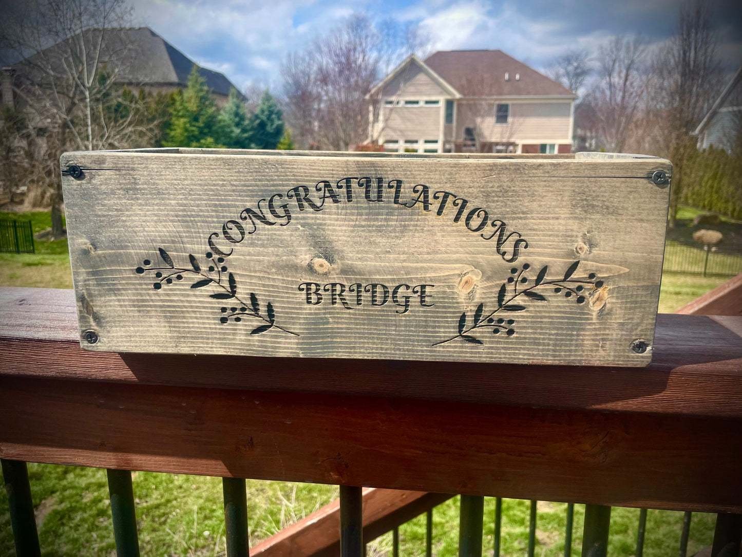 Rustic Wood Flower & Planter Box | Custom Engraving | 2 Sizes | 13 Finishes