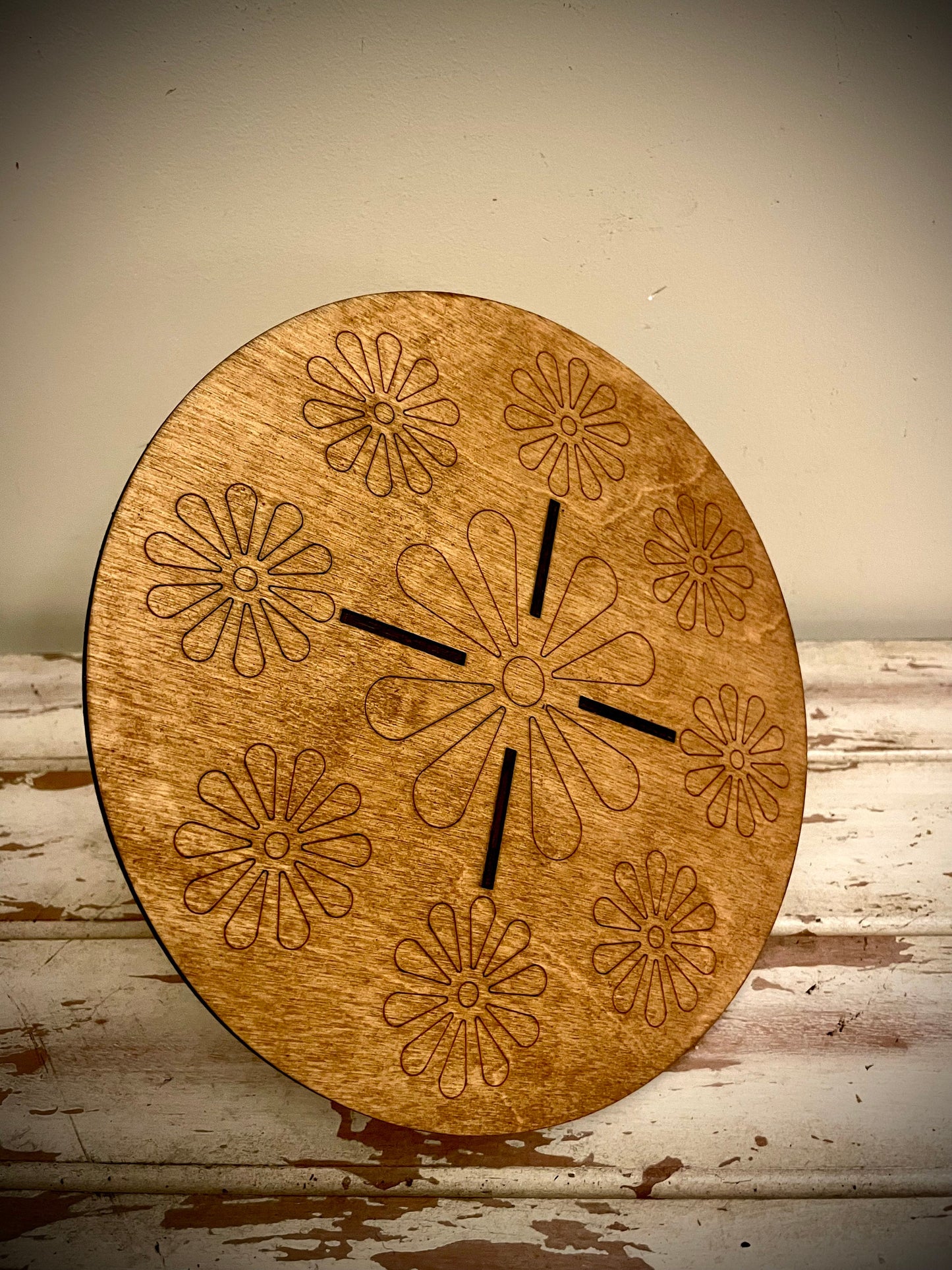 Large Boho Floral Wood Indoor Plant Stand | Very Sturdy | 12 Finishes | Style B