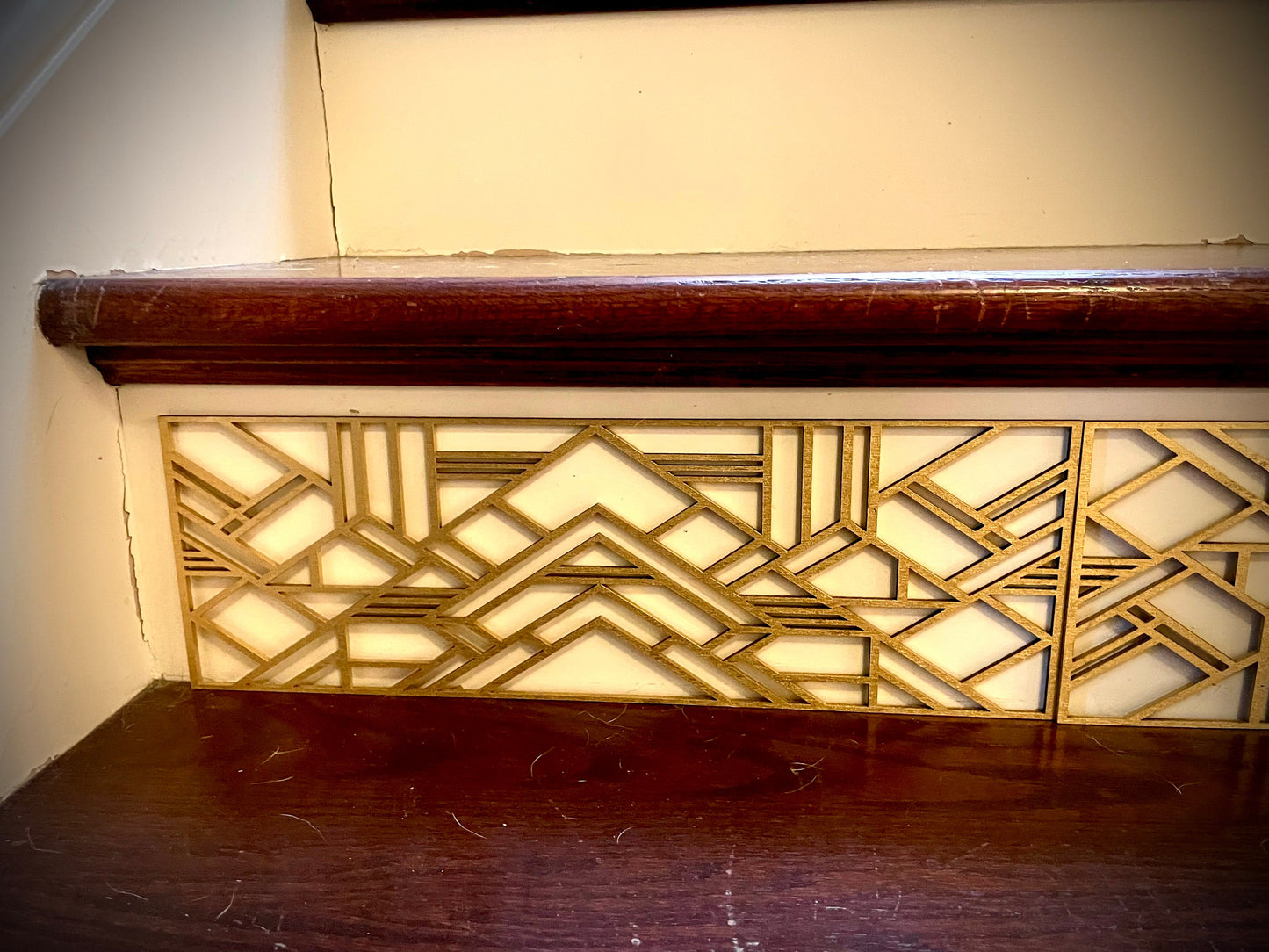 Art Deco art deco Staircase accents / embellishments (set of 3) available in multiple finishes-Art Deco style B