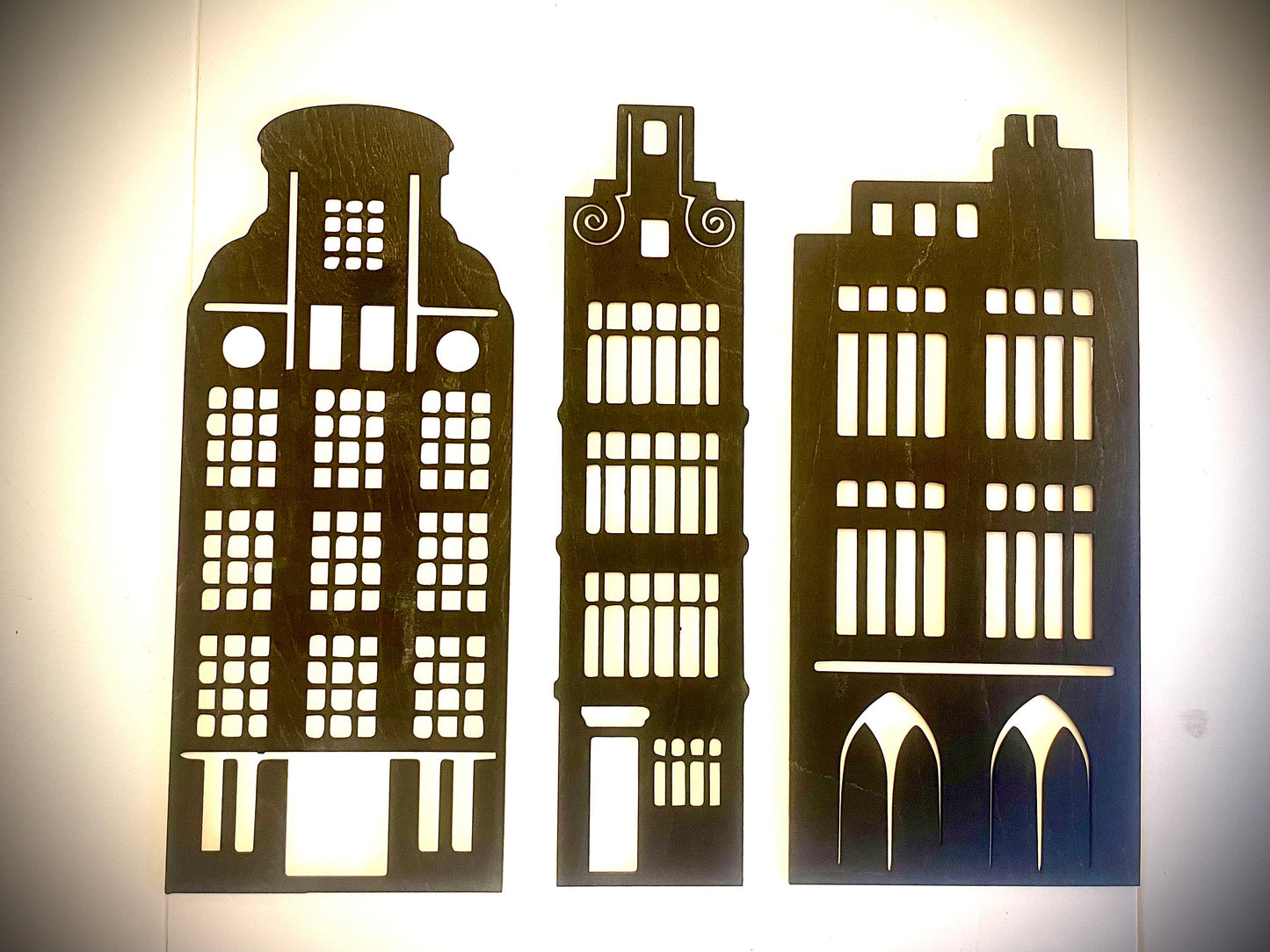 European Style Buildings Wood Wall Art | 3-Panel Set | Multiple Finishes