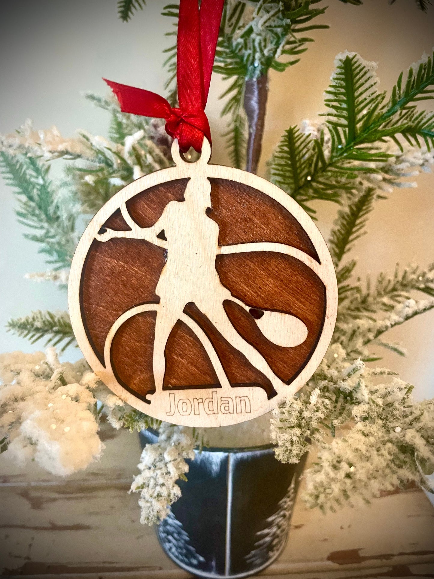 Female Tennis Player Personalized 2-Layer Wood Christmas Ornament & Gift Tag | Multiple Finishes | Tennis Gift (#12)