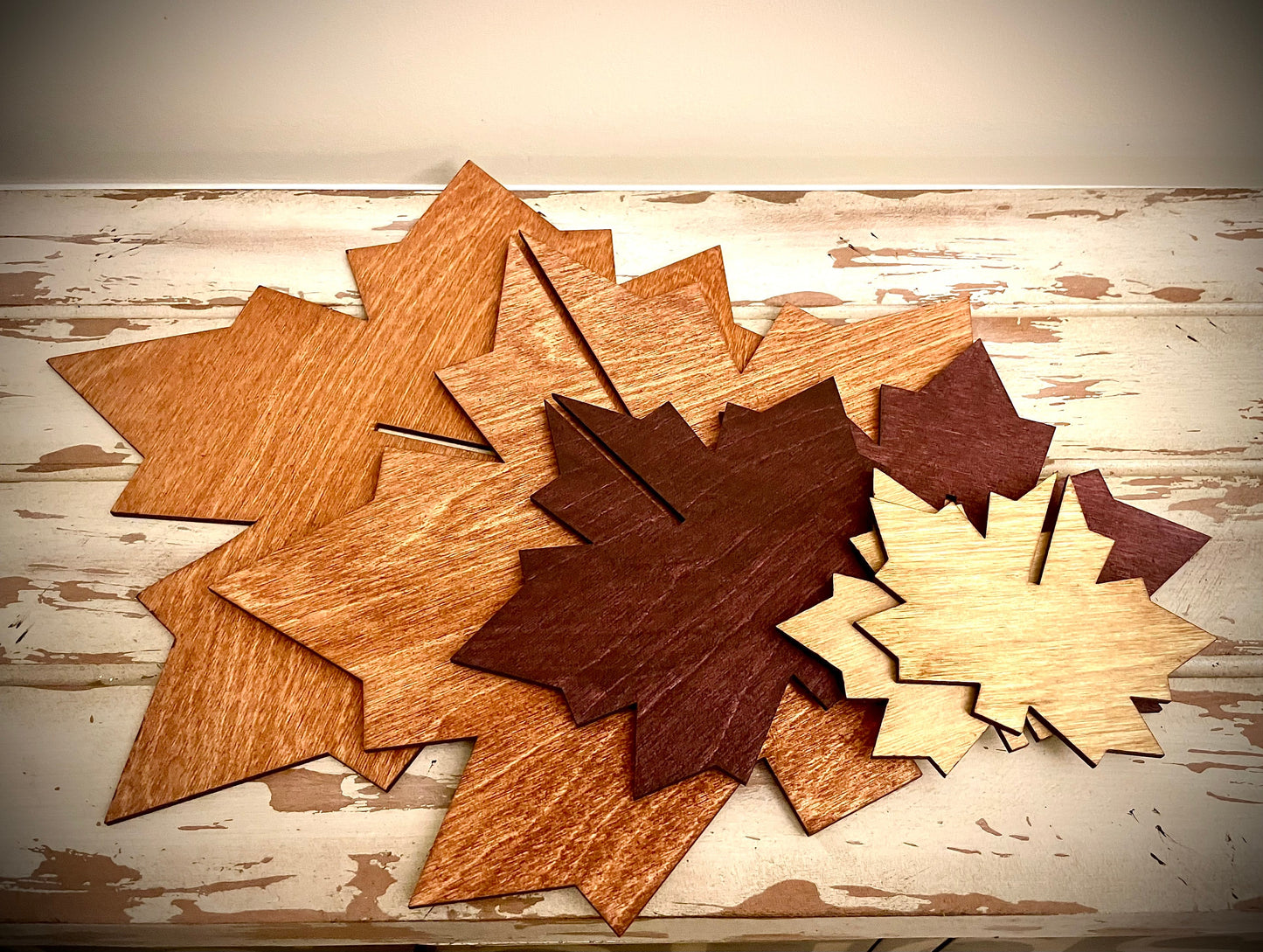 3D Maple Leaf Wood Tabletop Decor | Wedding Centerpiece | 3 Sizes, 12 Finishes