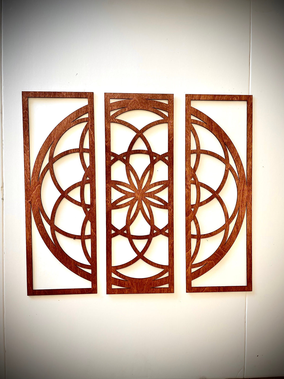 Flower Mandala Wood Wall Art | 3-Panel Set | Multiple Finishes | Style 2021-003