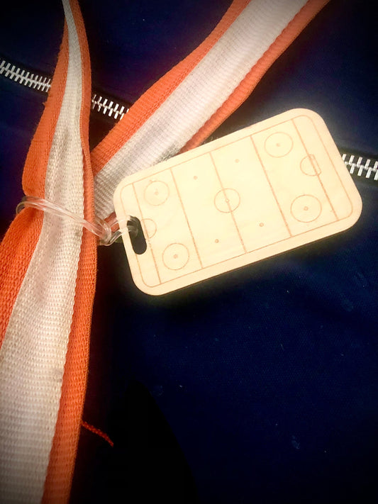 Hockey Rink Wood Bag Tag | Personalized Luggage Tag | Custom Hockey Gift