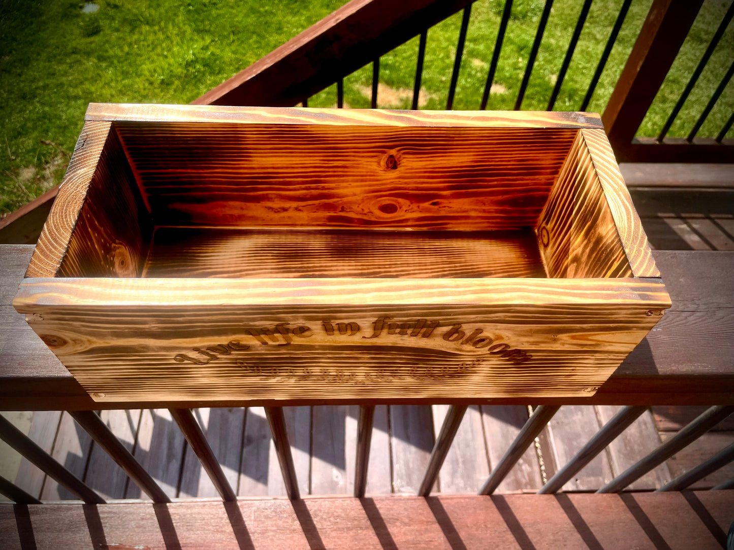 Rustic Wood Flower & Planter Box | Custom Engraving | 2 Sizes | 13 Finishes