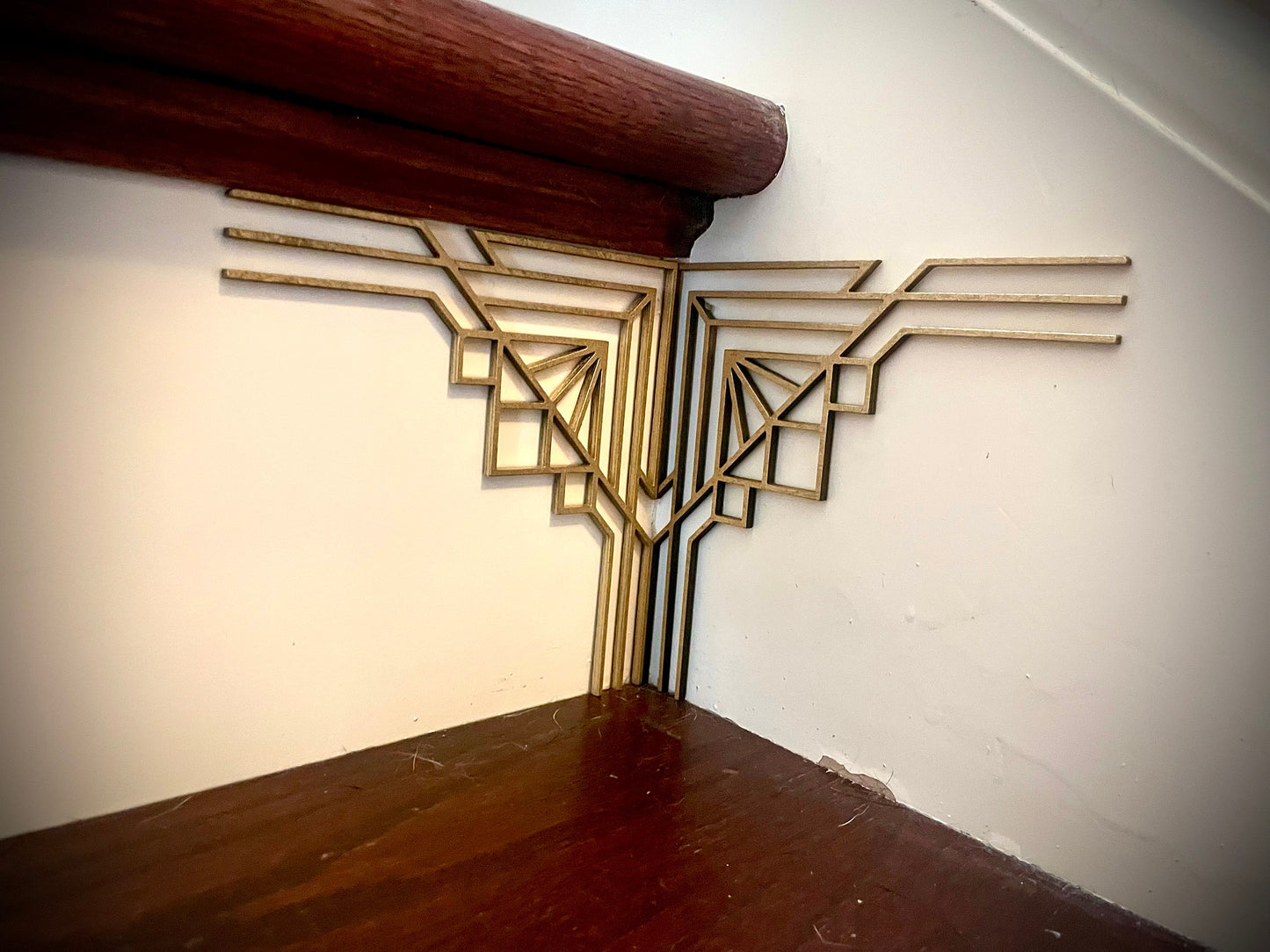 Art Deco art deco staircase corner accents / embellishments (set of 4) available in natural or 14 other finishes- set R