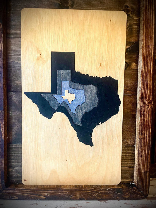 Texas Inlay Art Wood Panel | Table or Wall Art | Multi-Color
