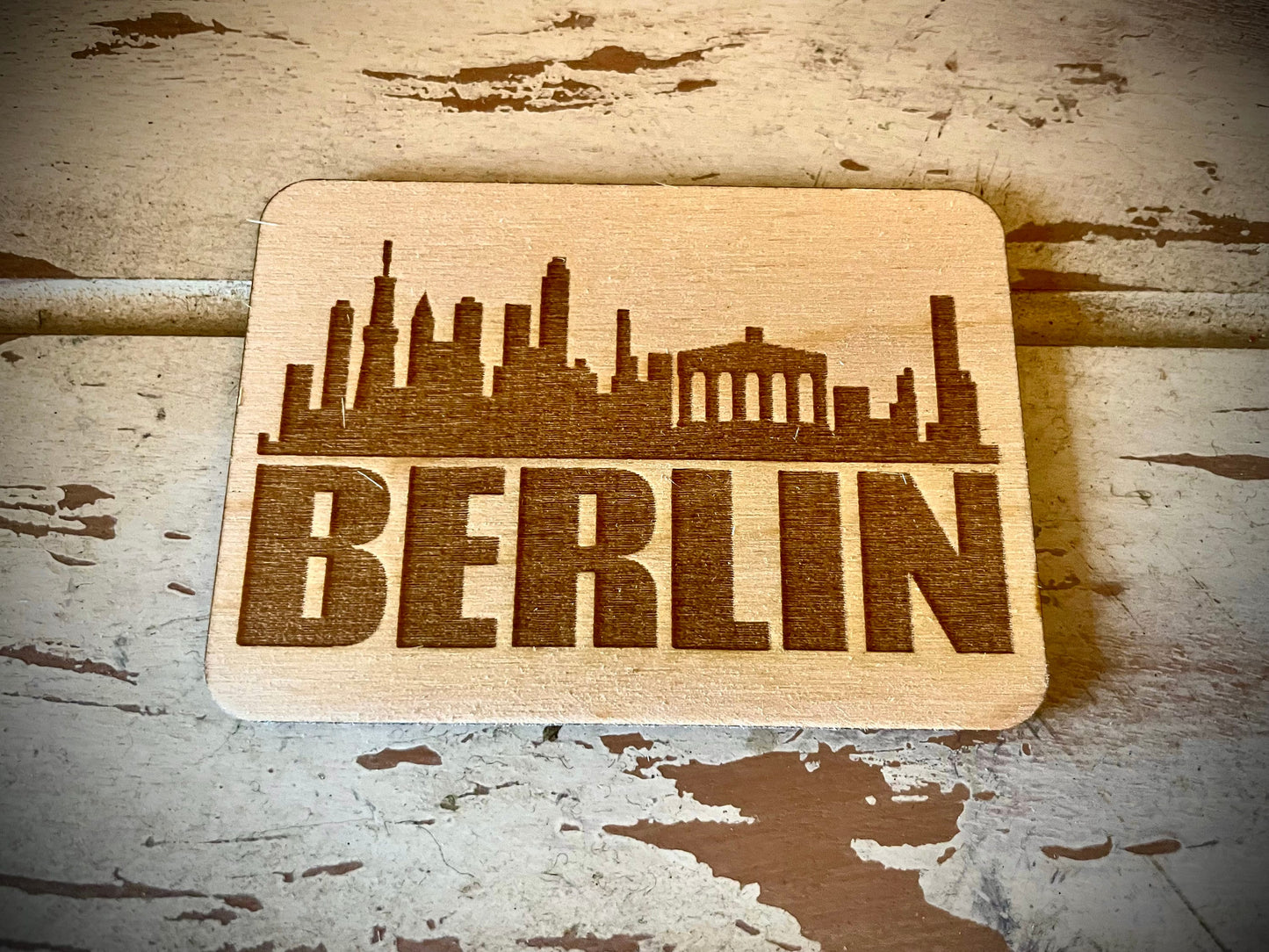 Berlin Skyline Wood Magnet | City Souvenir | 3.5" x 2.5"