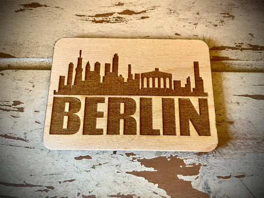 Berlin Skyline Wood Magnet | City Souvenir | 3.5" x 2.5"