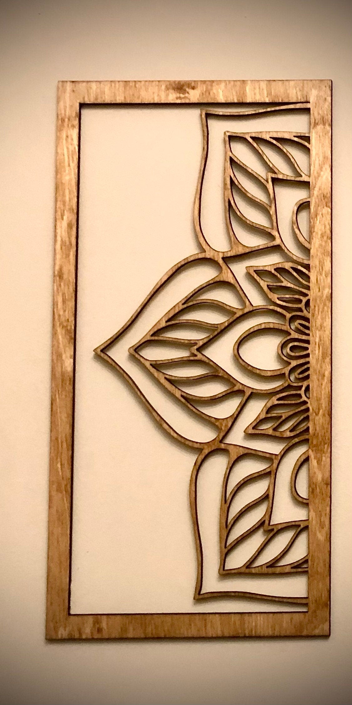 Flower Mandala Wood Wall Art | 3-Panel Set | Multiple Sizes & Finishes