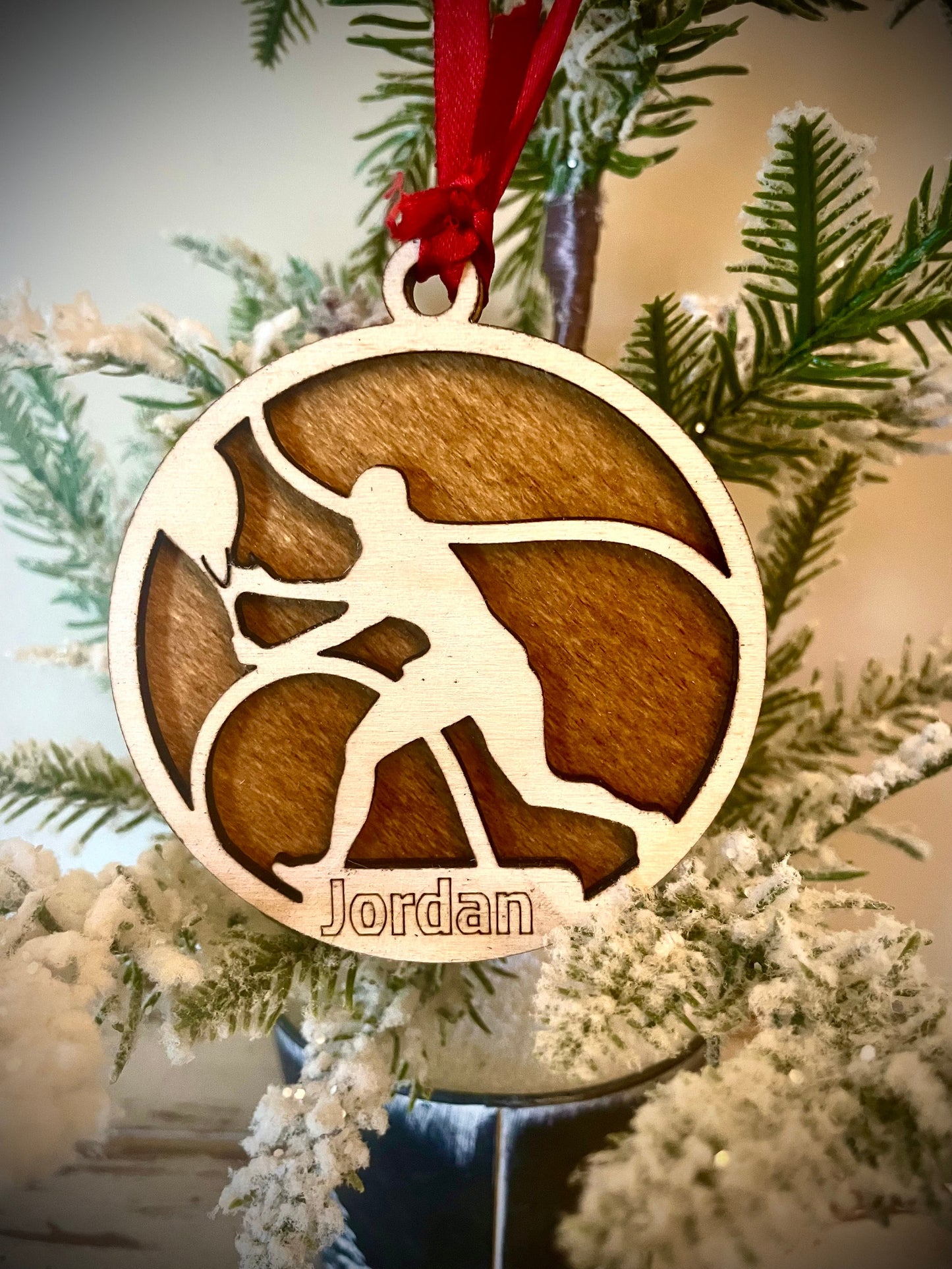 Tennis Player Personalized 2-Layer Wood Christmas Ornament & Gift Tag | Multiple Finishes | Tennis Gift (#14)