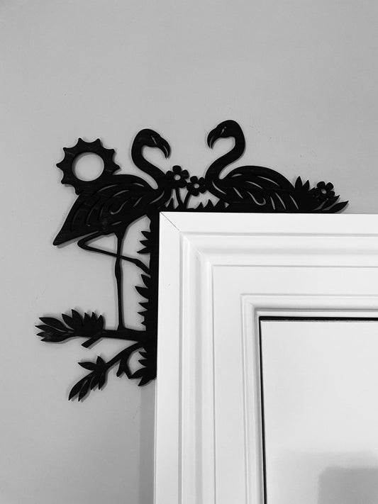 Flamingo Wood Window & Corner Accent & Trim | Set of 2 | Multiple Sizes & Finishes | Bird Set 06