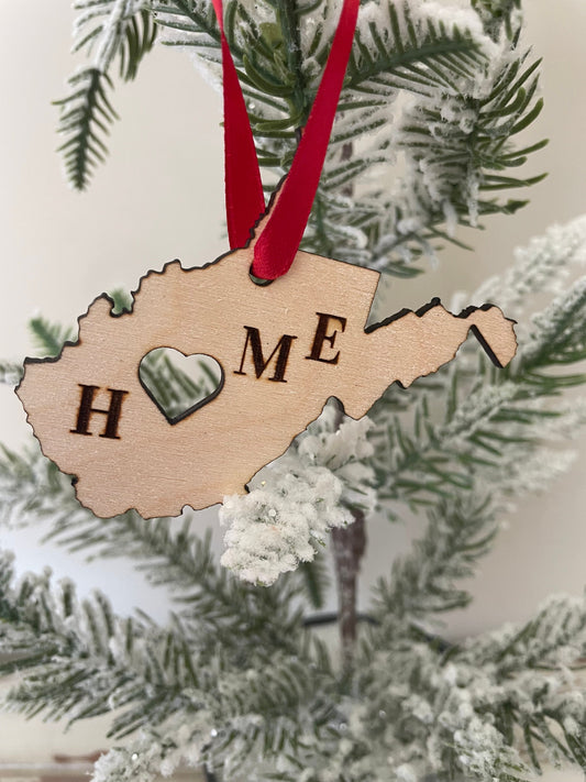 West Virginia HOME Wood Ornament & Gift Tag | 12 Finishes | State Pride Gift