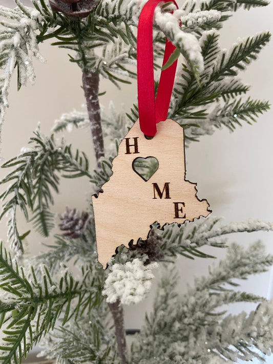 Maine HOME Wood Ornament & Gift Tag | 12 Finishes | State Pride Gift
