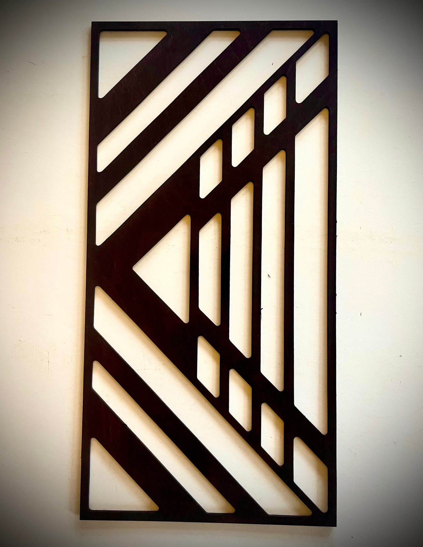Boho Modern Art Deco Geometry wood wall art, 3 panel set in multiple sizes and finishes, Style M
