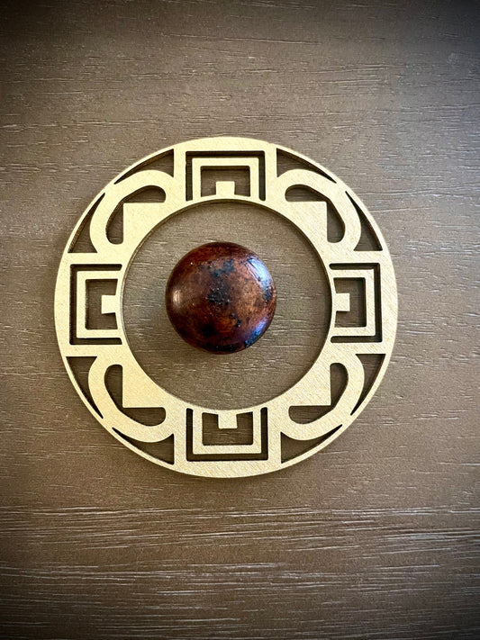 Boho Modern Art Deco Art Deco wood drawer knob or pull accent available in natural or 14 other finishes.  2 pieces. Set W