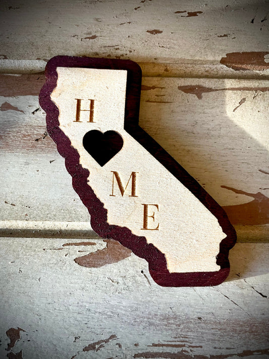 California HOME 2-Layer Wood Refrigerator Magnet | 12 Finishes | State Pride Gift
