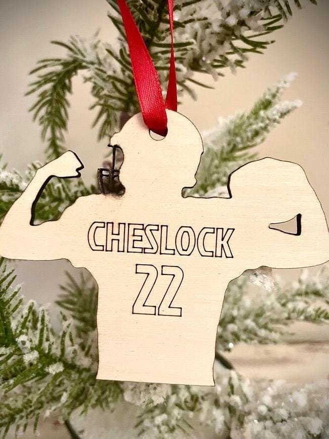 Football Player Personalized Wood Ornament & Gift Tag | Jersey Name & Number | Football Gift | Coach Gift