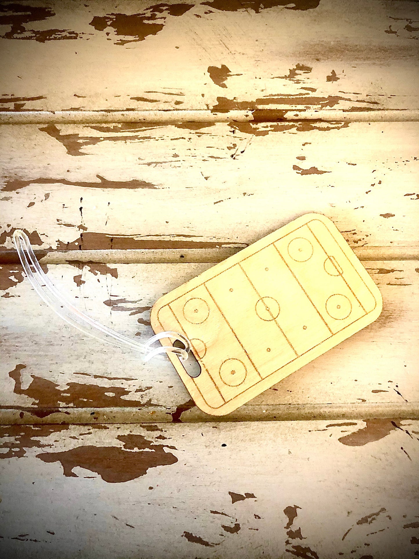 Hockey Rink Wood Bag Tag | Personalized Luggage Tag | Custom Hockey Gift