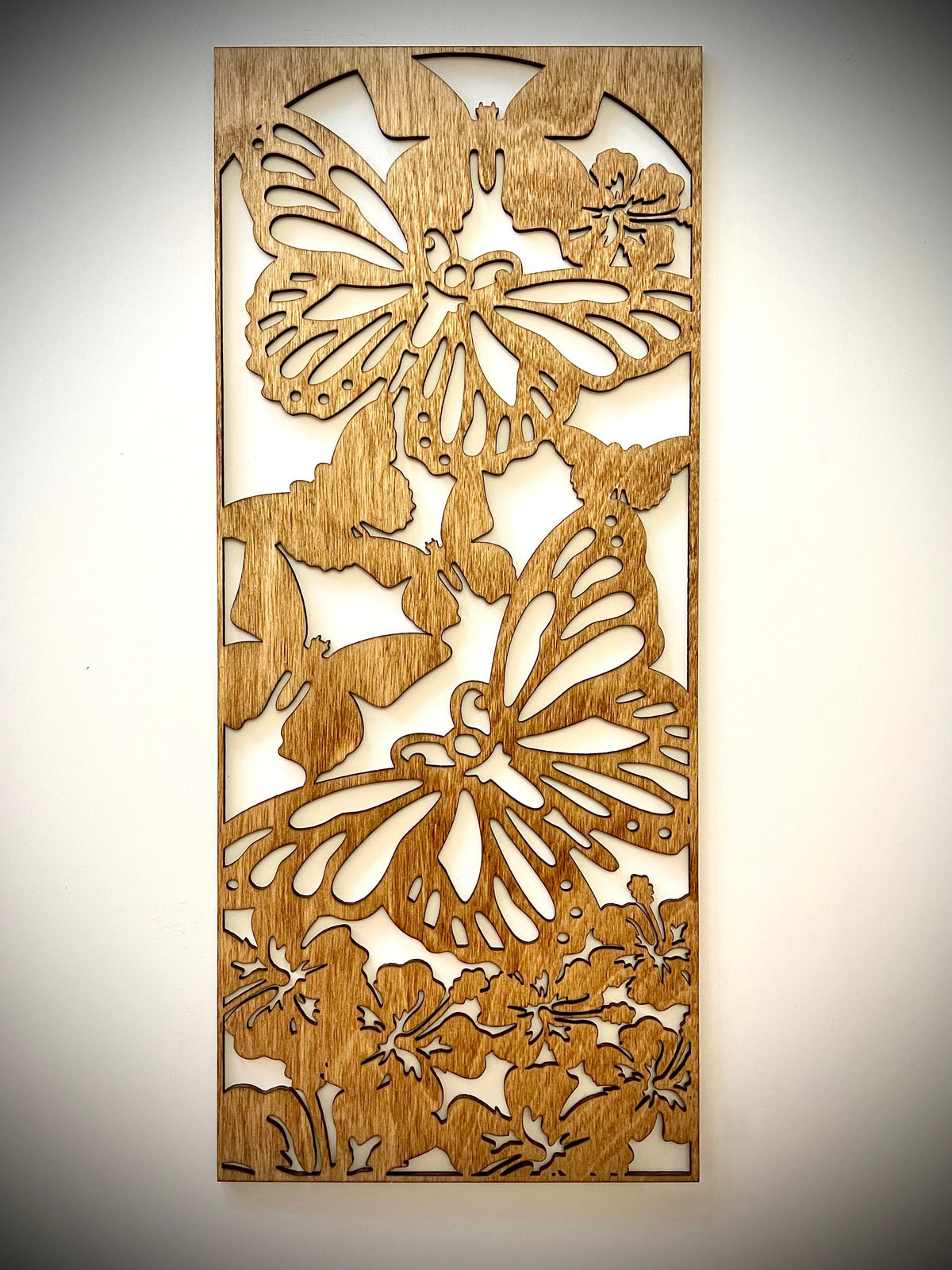 Butterflies & Flowers Wood Wall Art | 3-Panel Set | Multiple Finishes