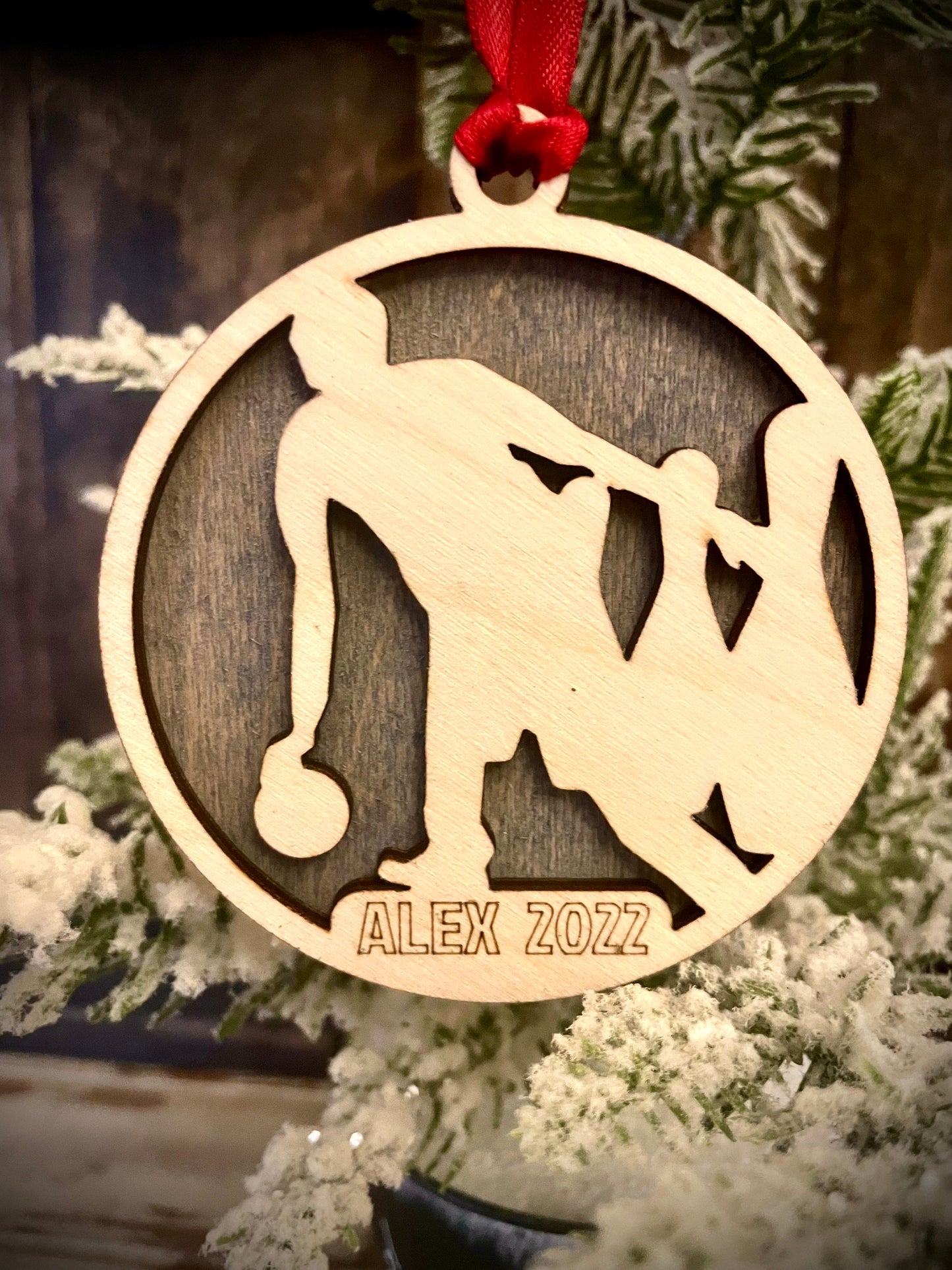 Bowling / Bowler Personalized 2-Layer Wood Christmas Ornament & Gift Tag | Multiple Finishes | Bowling Gift (#2)