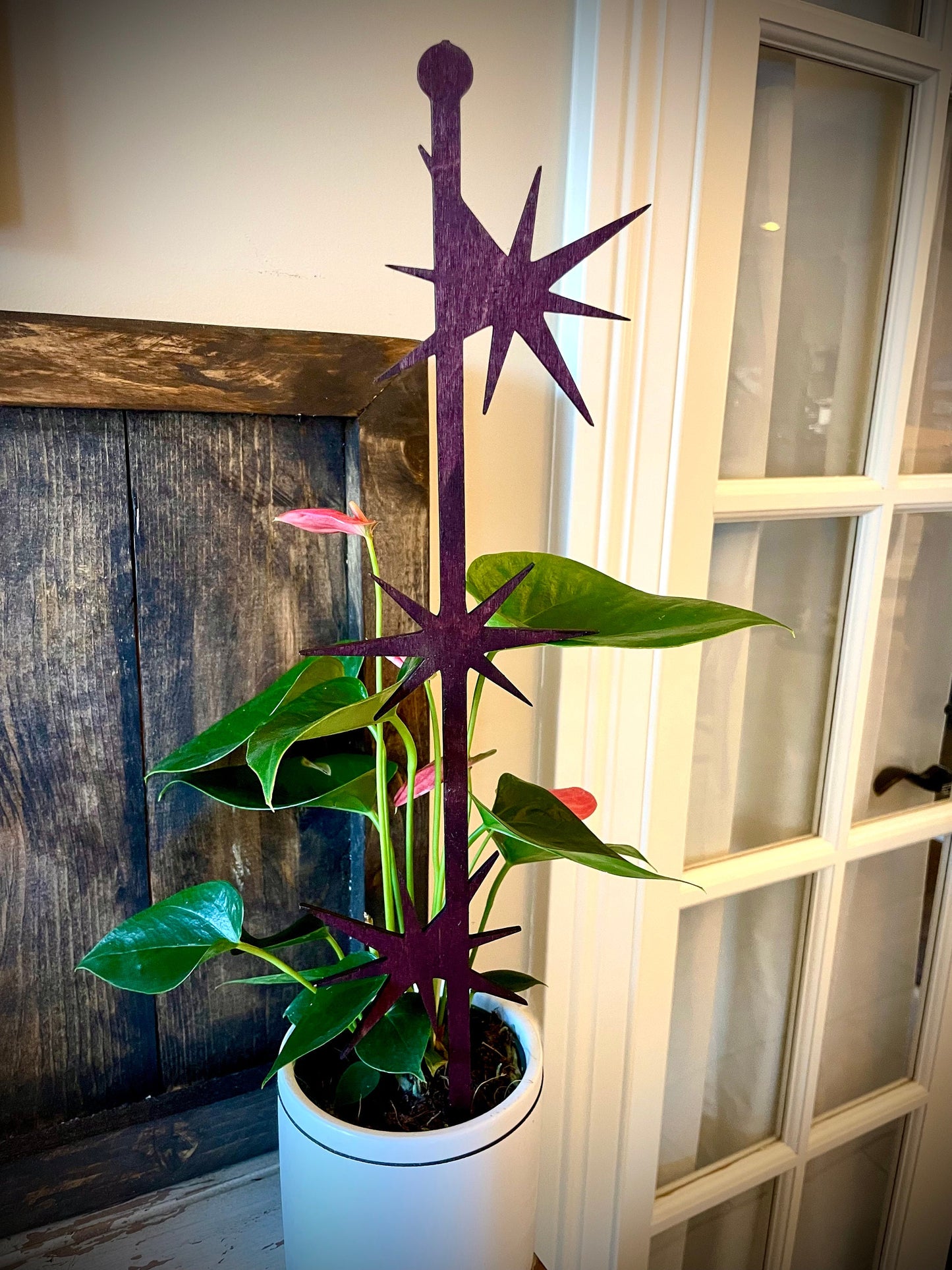GIANT 18" Mid Century Modern Atomic Starburst Boho Indoor Plant Trellis | 3 Styles | Multiple Finishes