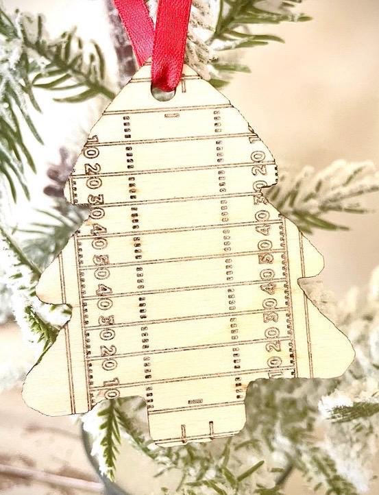 Football Field on Christmas Tree Wood Ornament & Gift Tag | Football Gift | Coach Gift