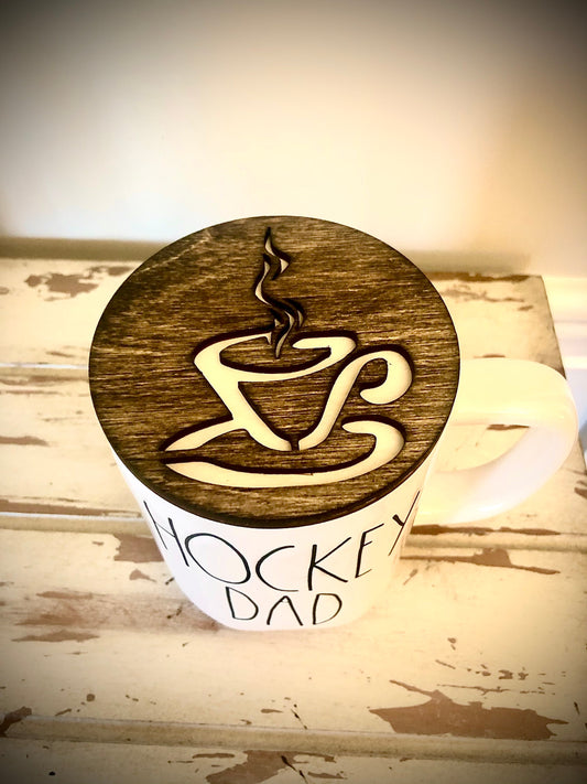 Latte Art Wood Coffee Mug & Candle Topper | Coffee Lover Kitchen Decor