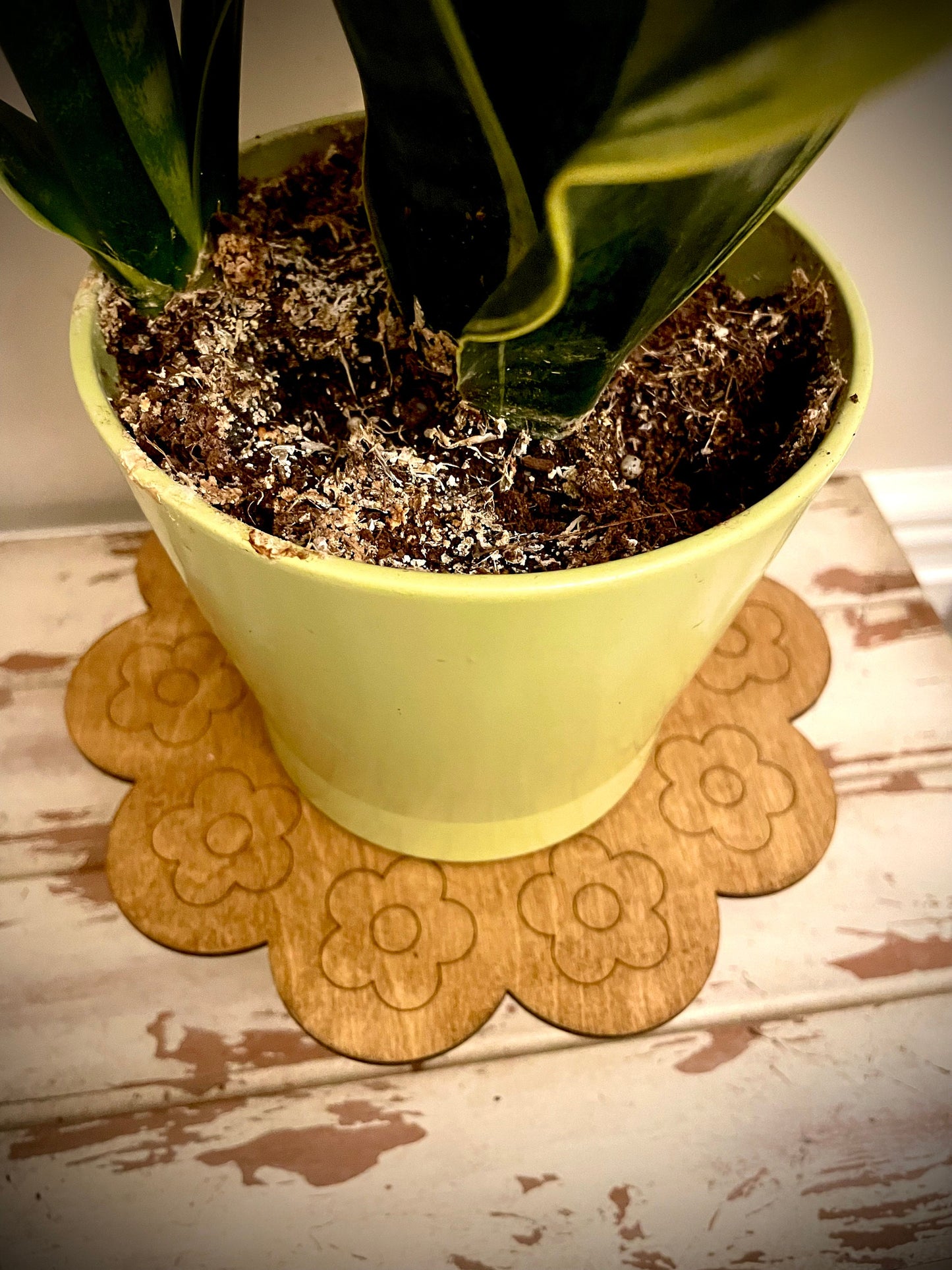 Large Boho Floral Wood Indoor Plant Stand | Very Sturdy | 12 Finishes | Style C