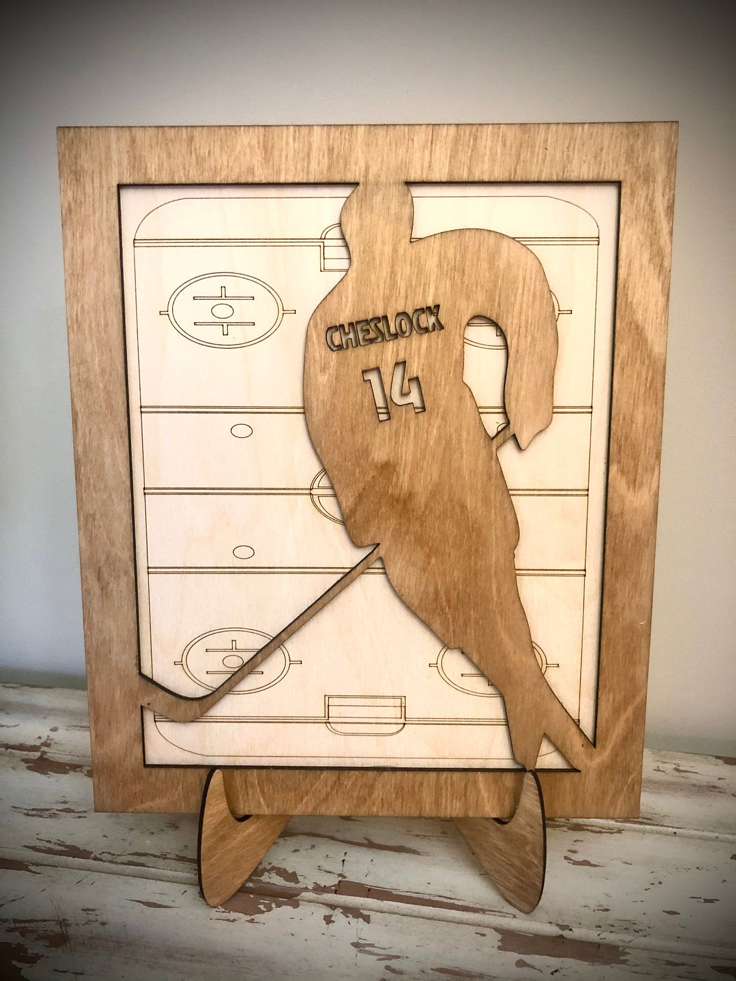 Personalized Hockey Player Wood Frame | Player Name & Number | Hockey Gift
