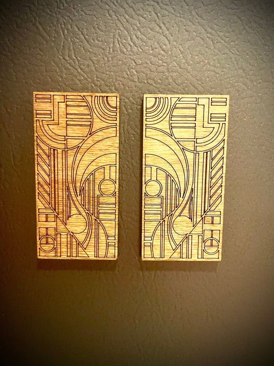Boho Modern Art Deco Art Deco Geometry wood refrigerator magnet art, 2 panel in natural or 11 other finishes
